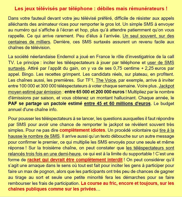 Jeux par telephone