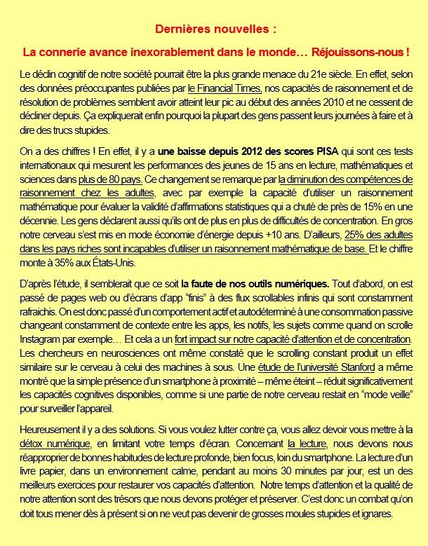 La connerie avance