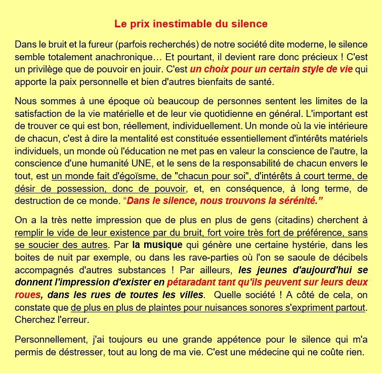 Le prix inestimable du silence